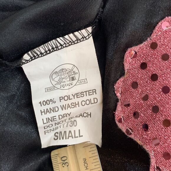 Pink Poodle Skirt V Neck Dress Size Small Silver Sequin Leash 💯% Polyester - Picture 8 of 8